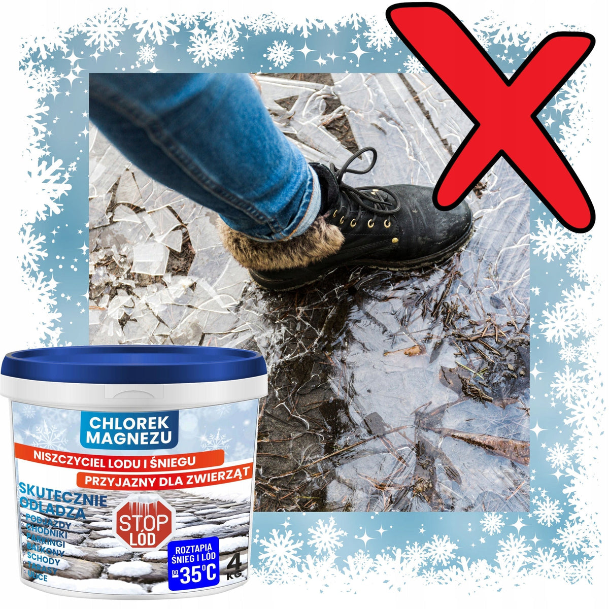CHLORURE DE MAGNÉSIUM 4 KG – destructeur de glace, meilleur que le sel de déneigement et sans danger pour les animaux !
