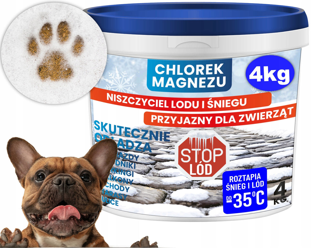 CHLORURE DE MAGNÉSIUM 4 KG – destructeur de glace, meilleur que le sel de déneigement et sans danger pour les animaux !